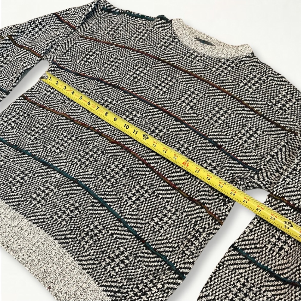 Vintage 90s Etchings Heavy Knit Crewneck Sweater Large Striped Optical Illusion - Picture 14 of 16